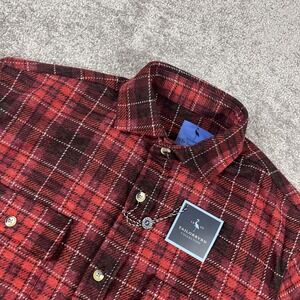Tailor Byrd Flannel Shirt Mens Small Button Up Sweatershirt Plaid Pocket Red NWT